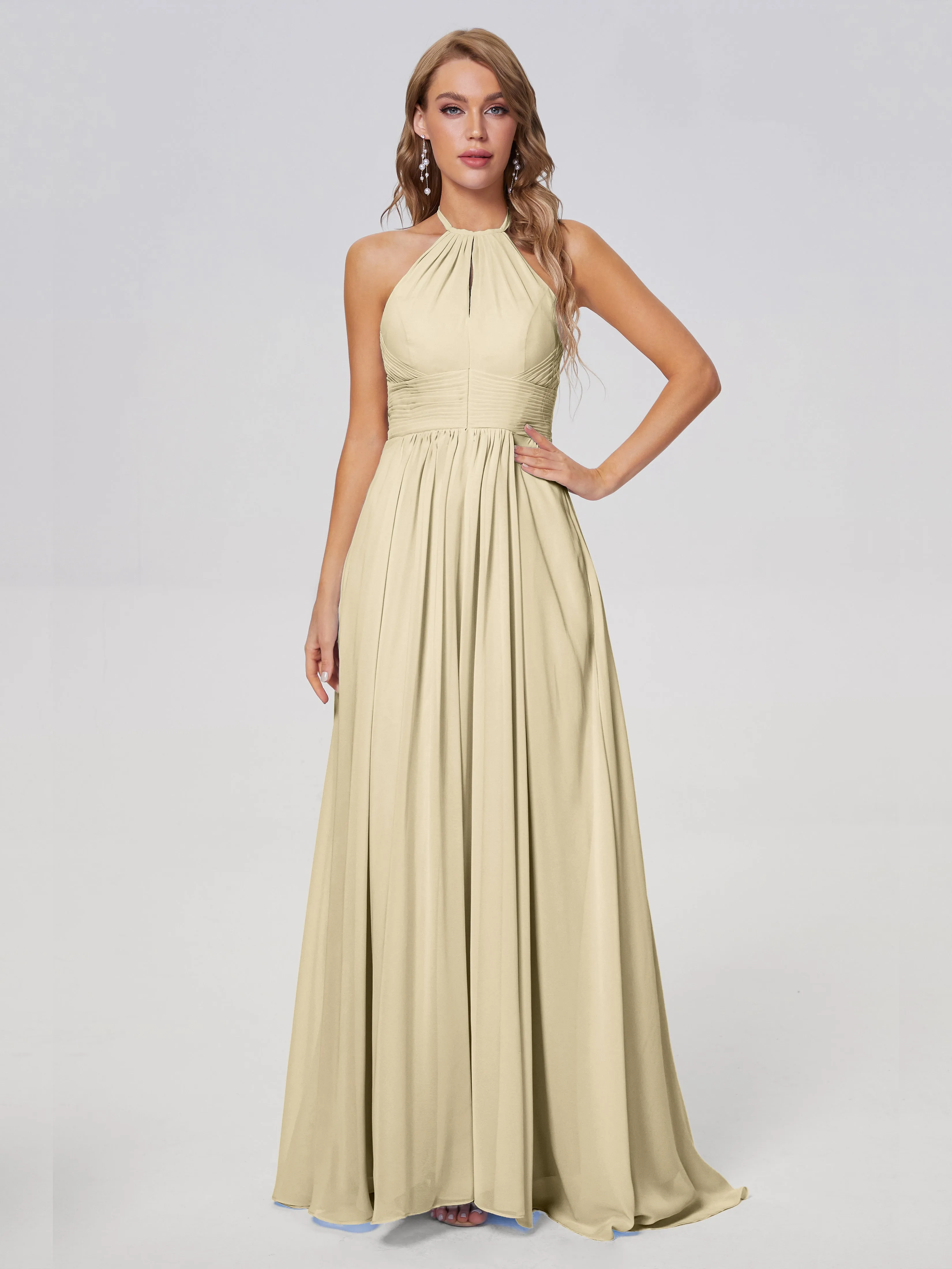 Adaline Awesome Halter Chiffon Bridesmaid Dresses