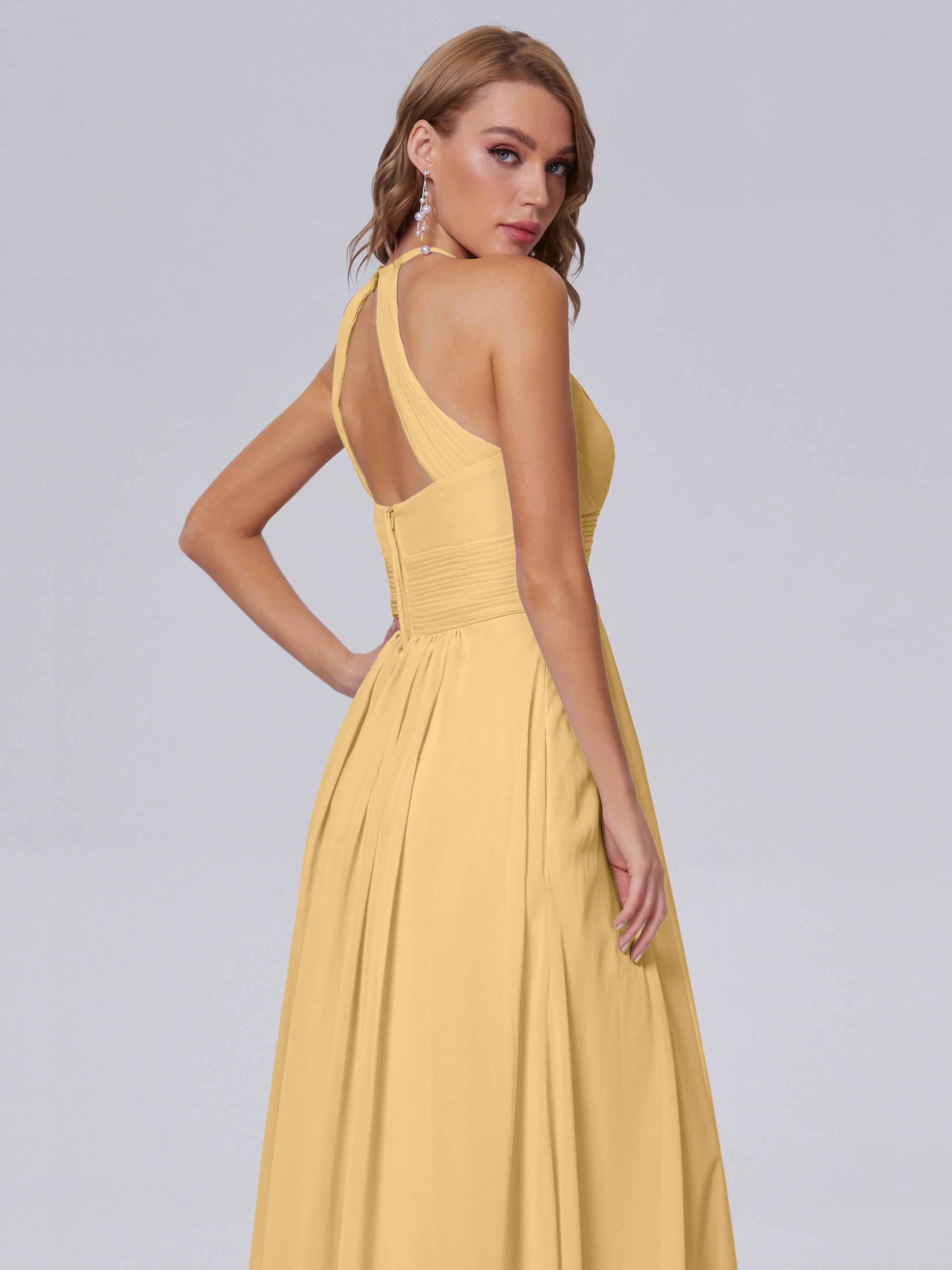 Adaline Awesome Halter Chiffon Bridesmaid Dresses