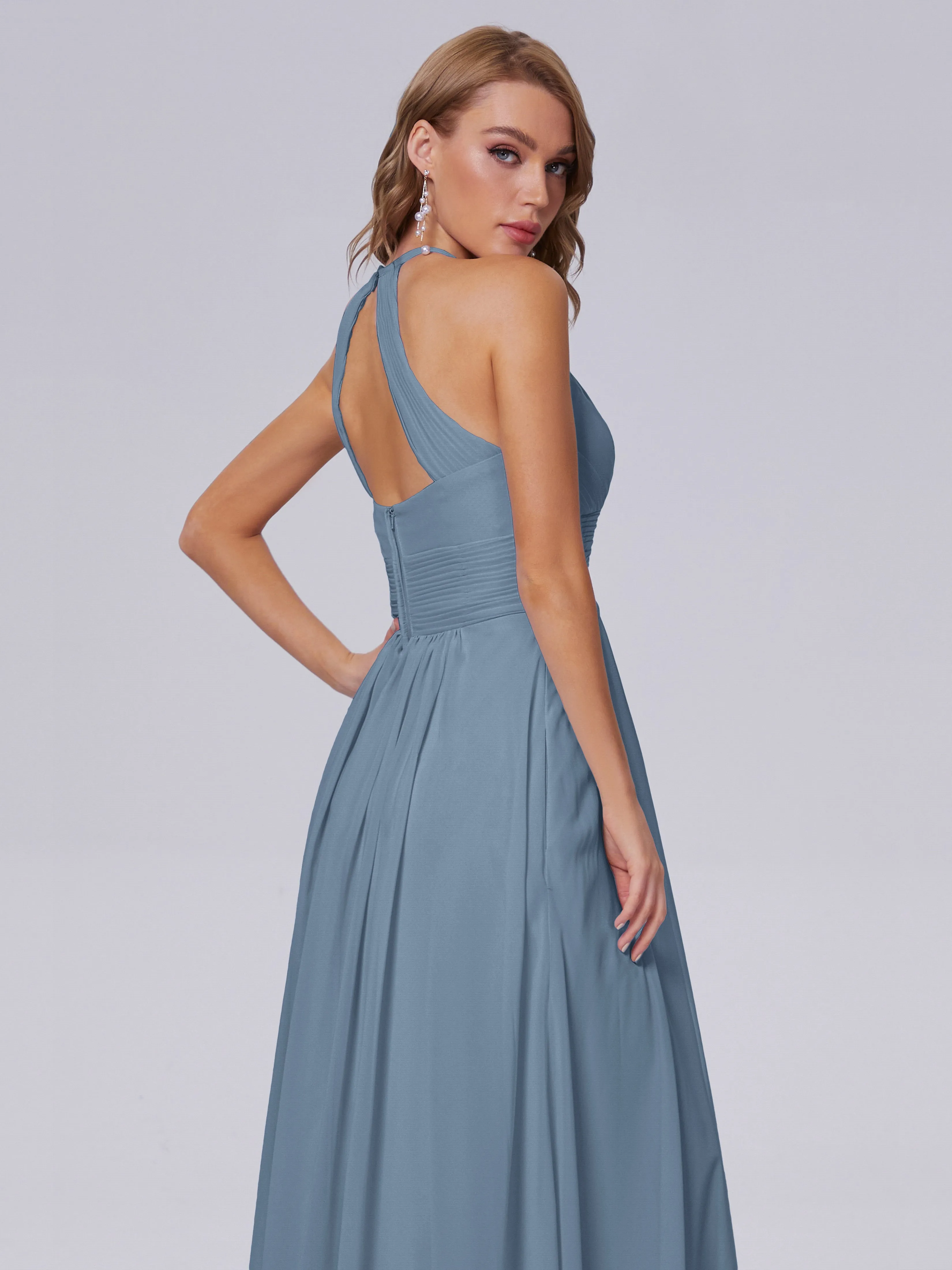 Adaline Awesome Halter Chiffon Bridesmaid Dresses