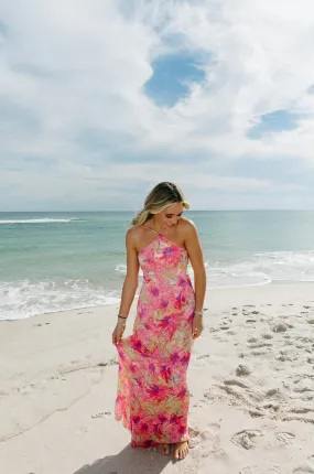 All For Florals Maxi Dress  - Fuchsia Multi