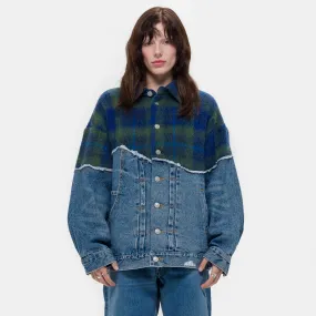 Andersson Bell Spliced Trucker Jacket in Green/Blue