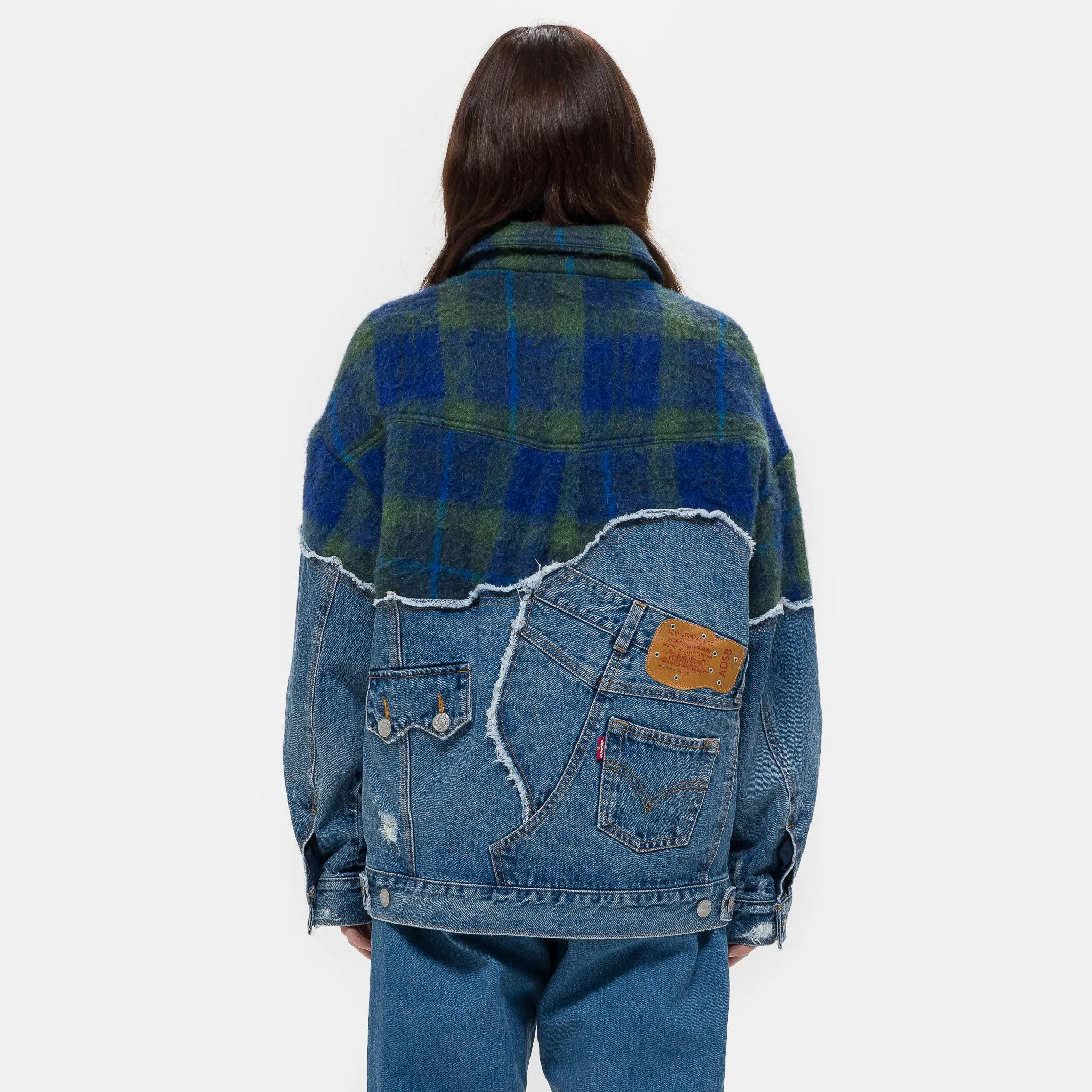 Andersson Bell Spliced Trucker Jacket in Green/Blue