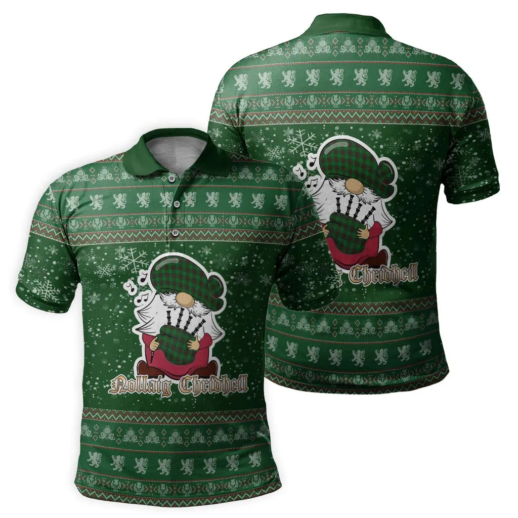 Anstruther Clan Christmas Family Polo Shirt with Funny Gnome Playing Bagpipes