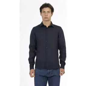 Baldinini Trend Blue Linen Men Shirt