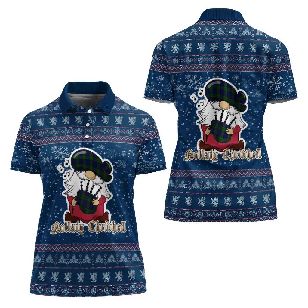 Bannatyne Clan Christmas Family Polo Shirt with Funny Gnome Playing Bagpipes