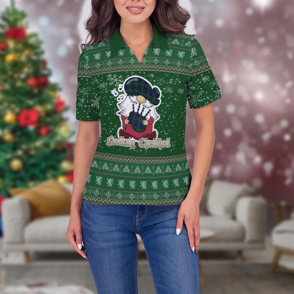 Bannatyne Clan Christmas Family Polo Shirt with Funny Gnome Playing Bagpipes