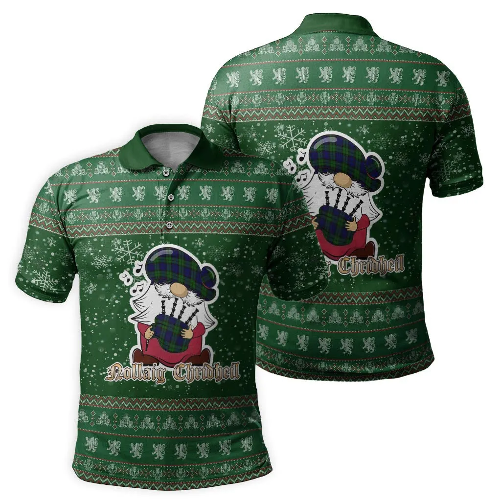 Bannatyne Clan Christmas Family Polo Shirt with Funny Gnome Playing Bagpipes