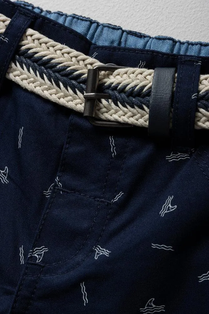 Belted Chino Shorts Navy