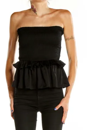 Black Strapless Peplum Top