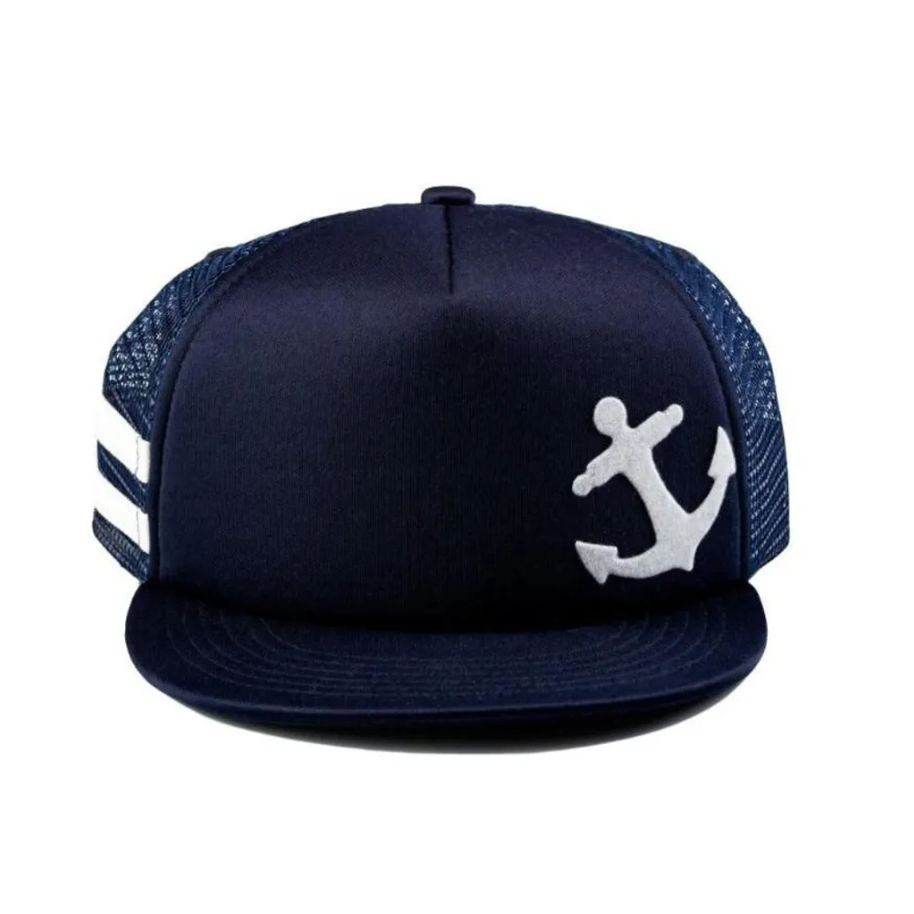 Blue Navy Anchor Trucker Hat