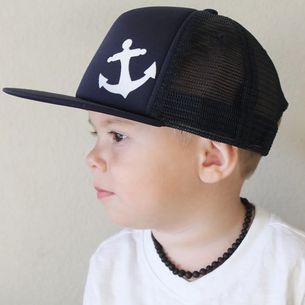 Blue Navy Anchor Trucker Hat