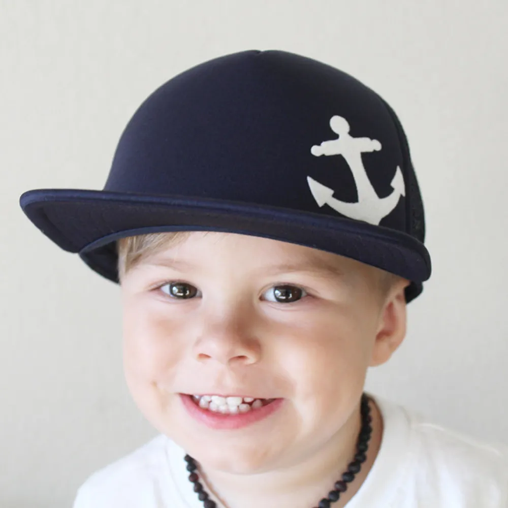 Blue Navy Anchor Trucker Hat