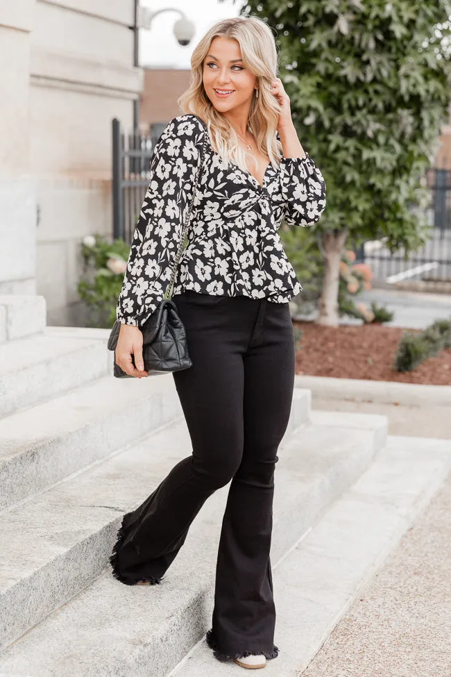 Bold Adventures Black Floral Twist Front Blouse FINAL SALE