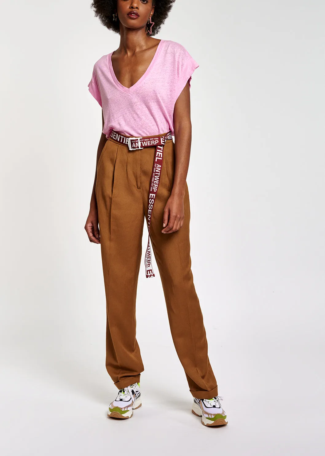 Brown tailored mid-rise pants