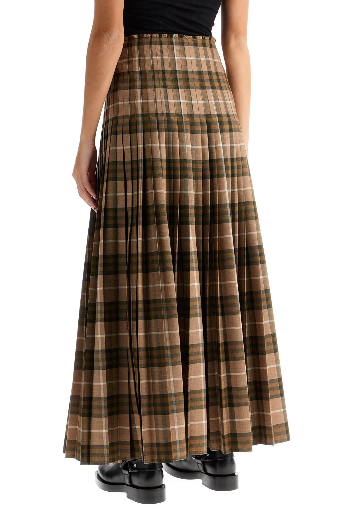 Burberry Ered Wool Blend Maxi Kilt Skirt