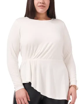 Camila Gathered Peplum Top | NEW IVORY