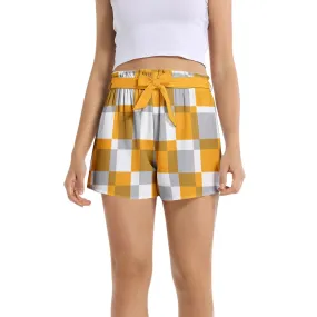 Checkered Women's Belted Short