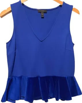 Cool Winter Cobalt Velvet Peplum Top