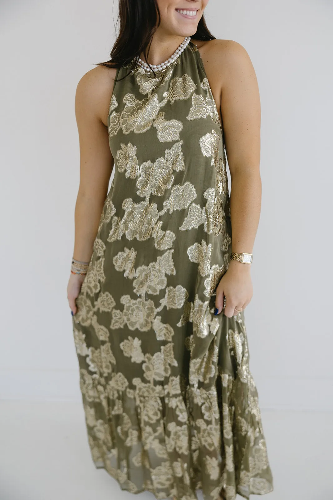 Cordelia Maxi Dress - Olive/Gold