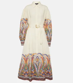 Cotton midi shirt dress with paisley pattern Etro, multicolor