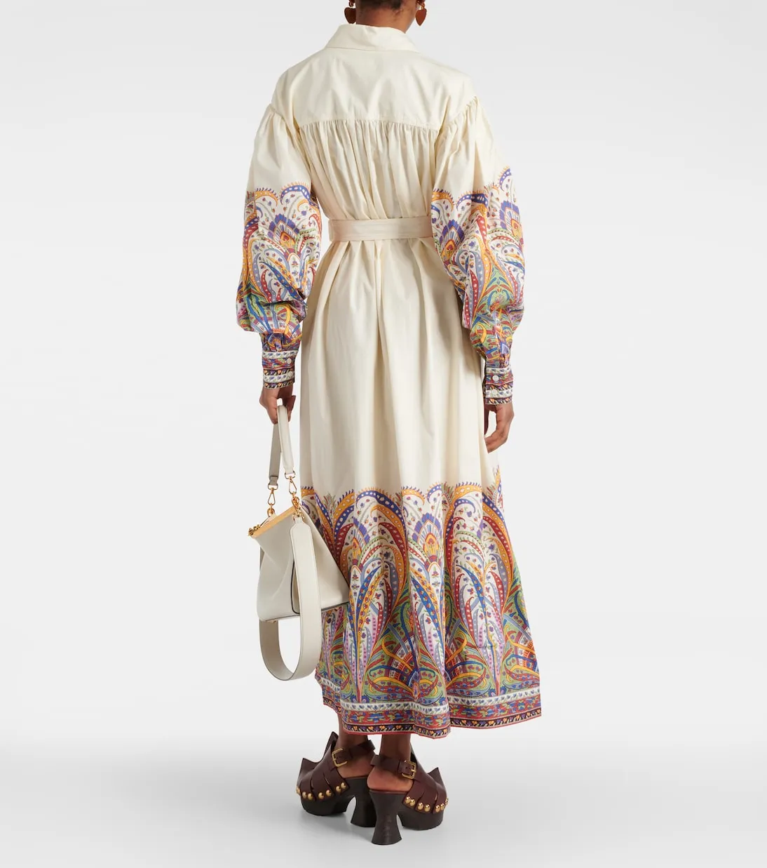 Cotton midi shirt dress with paisley pattern Etro, multicolor