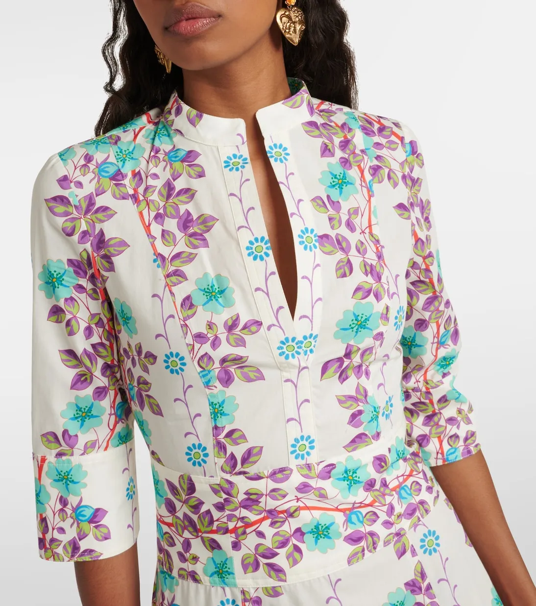 Cotton shirt dress with Etro print, multicolor