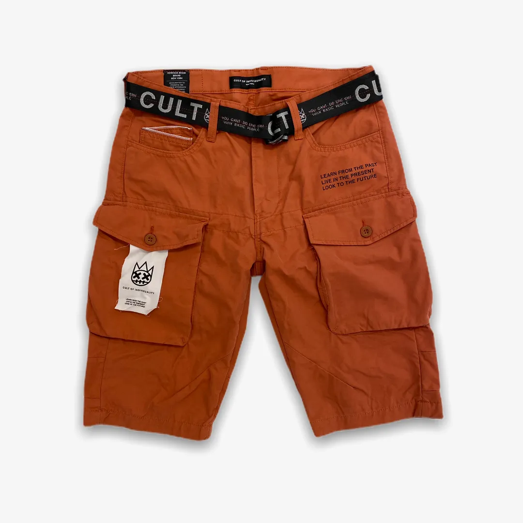 Cult of Individuality Cargo Shorts Belted Rust