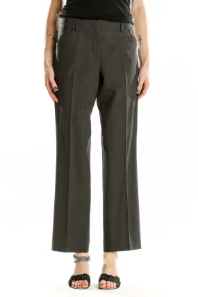 Dark Gray Wool Blend Tailored Trousers