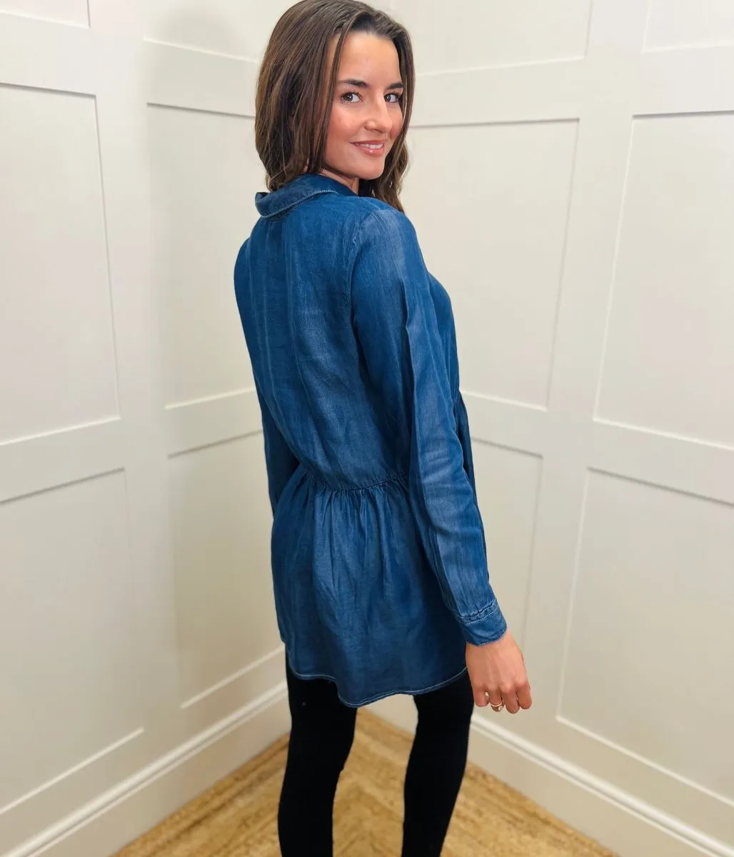 Denim Peplum Tunic Top