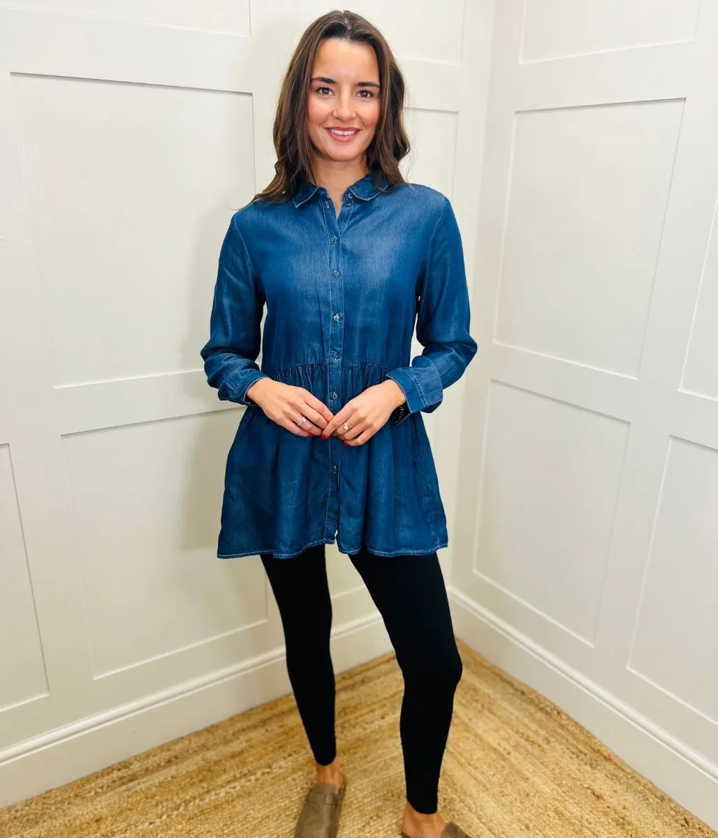 Denim Peplum Tunic Top