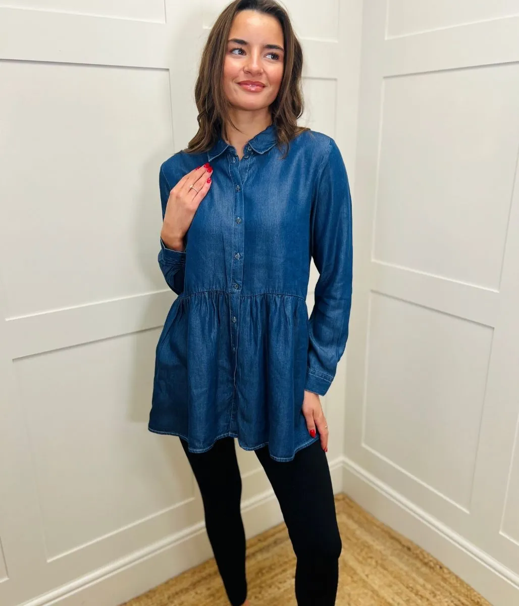 Denim Peplum Tunic Top