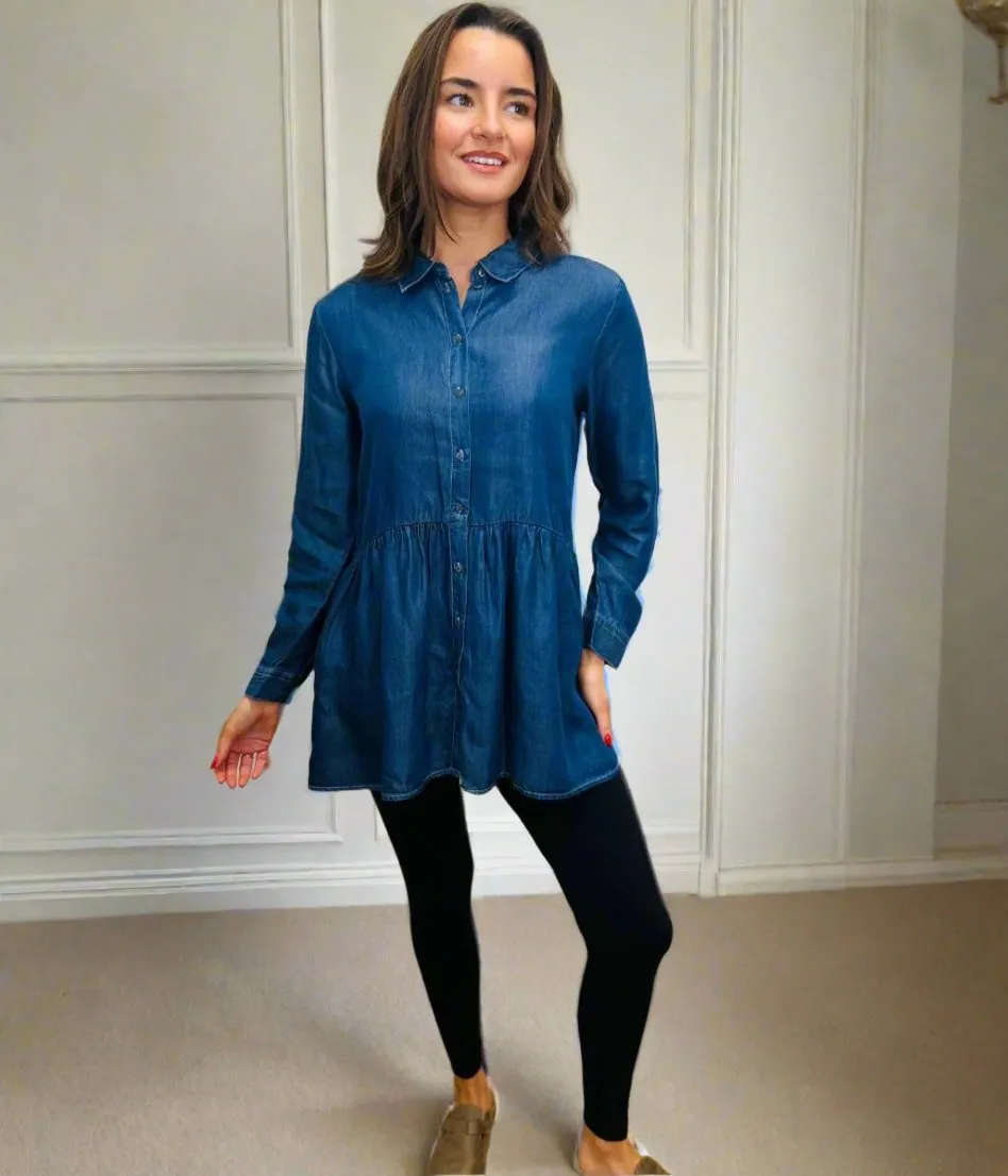 Denim Peplum Tunic Top