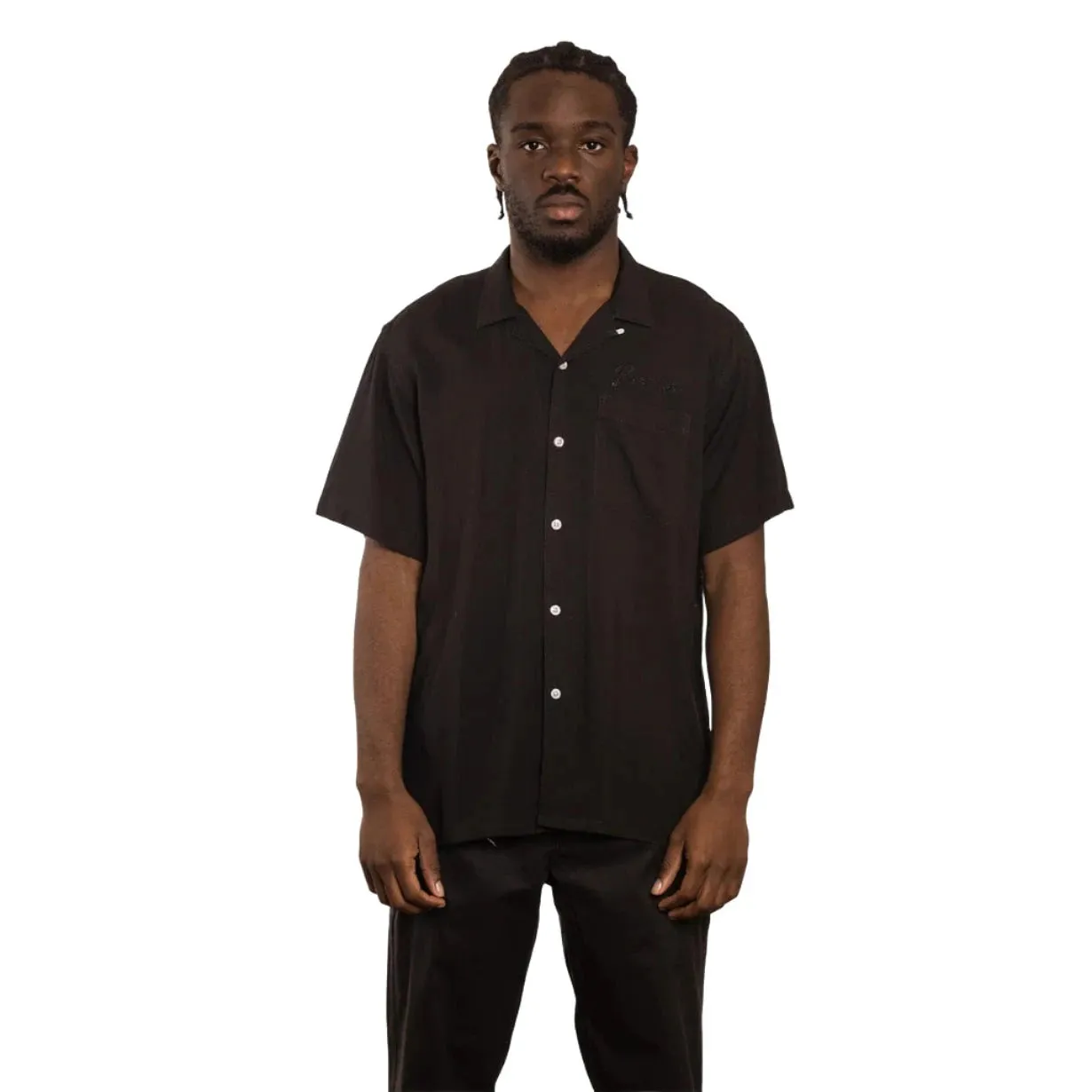 Duvin - "Basics" Buttonup Shirt (Black) - Rayon Lightweight Breathable