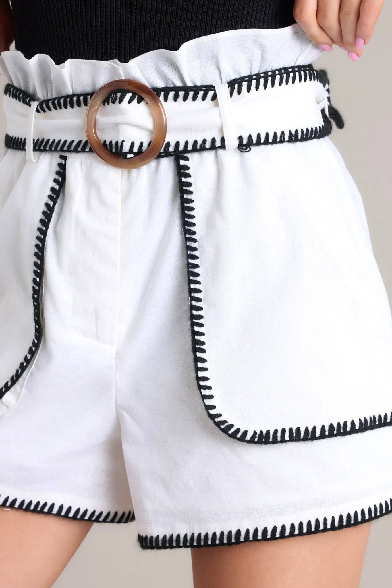 Everyday Memories White Linen Belted Shorts