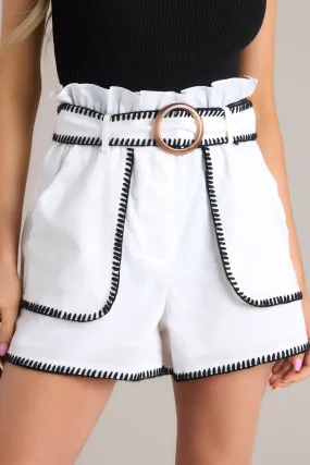 Everyday Memories White Linen Belted Shorts