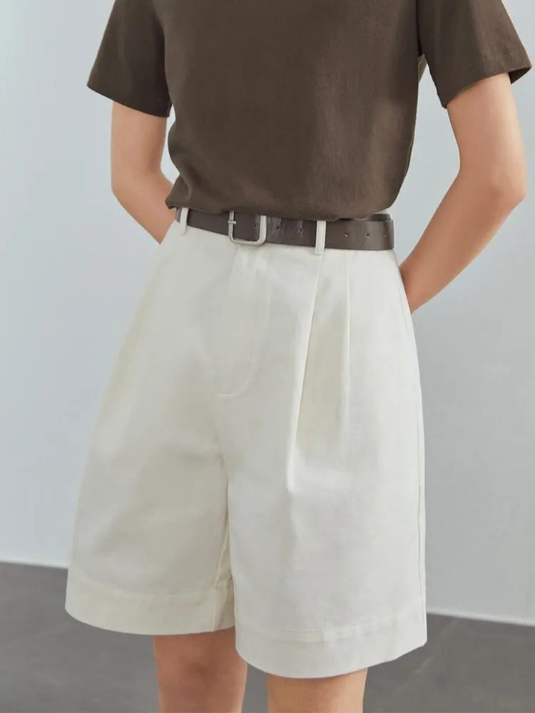 FANSILANEN High Waist Cotton Belted Shorts