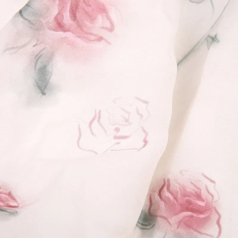 Flowers Printed Bud Folds Cute Dress