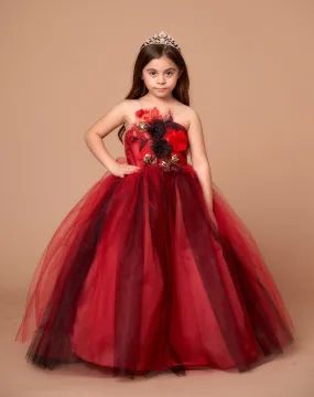 Girls 3D Floral Halter Tulle Gown by Calla D830