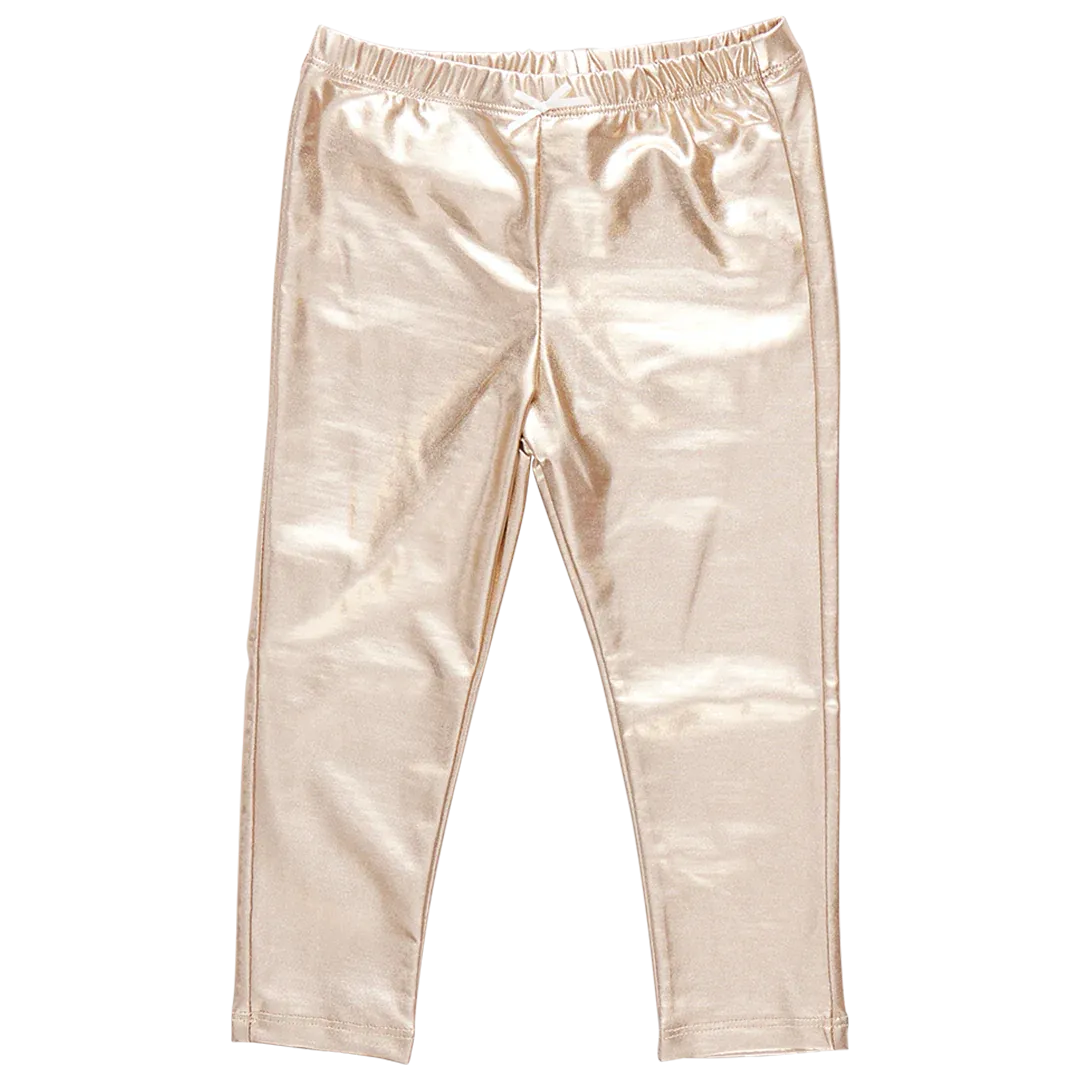 Girls Lame Legging | Light Gold