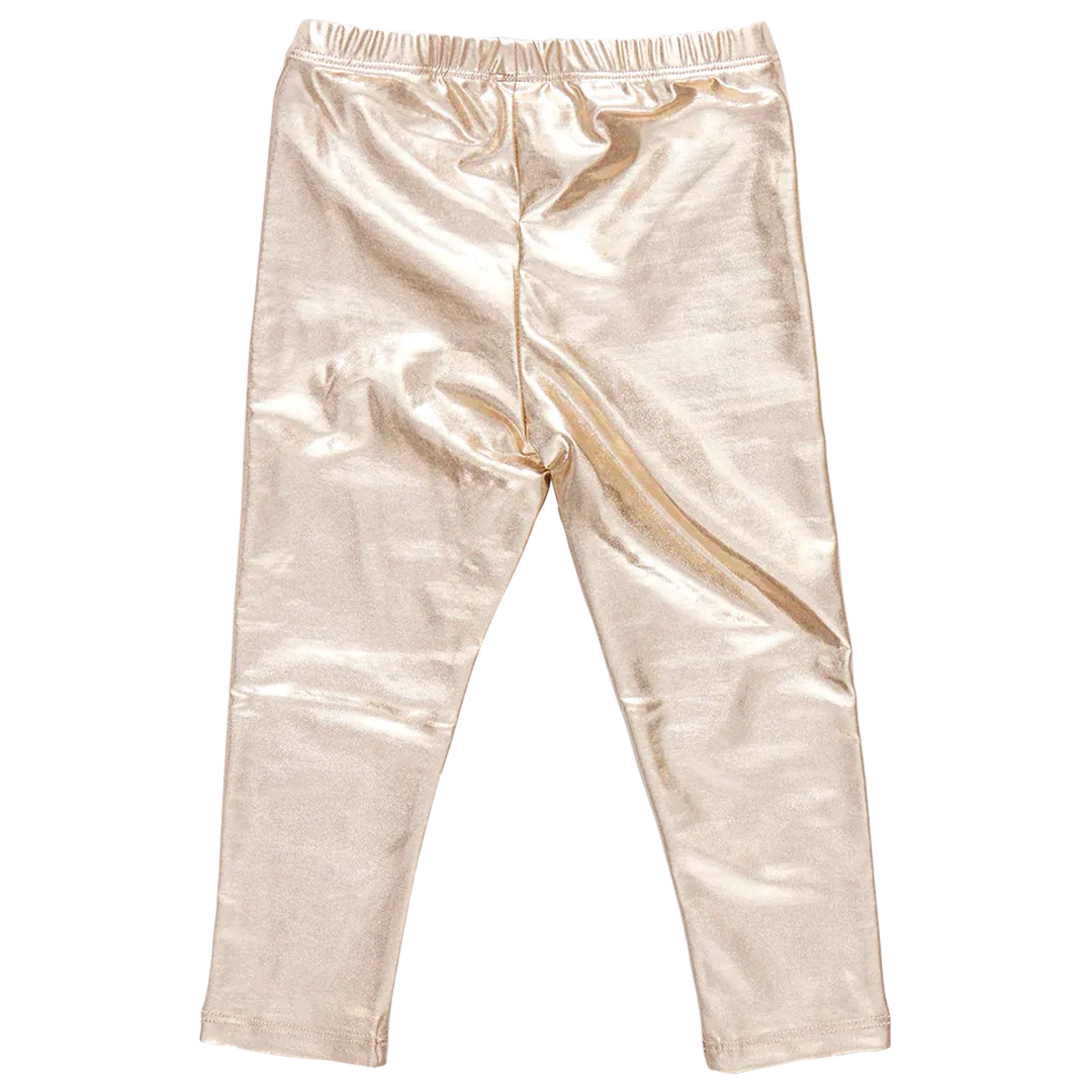 Girls Lame Legging | Light Gold