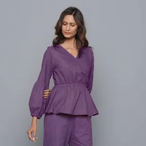 Grape Wine Warm Cotton Flannel Peplum Top