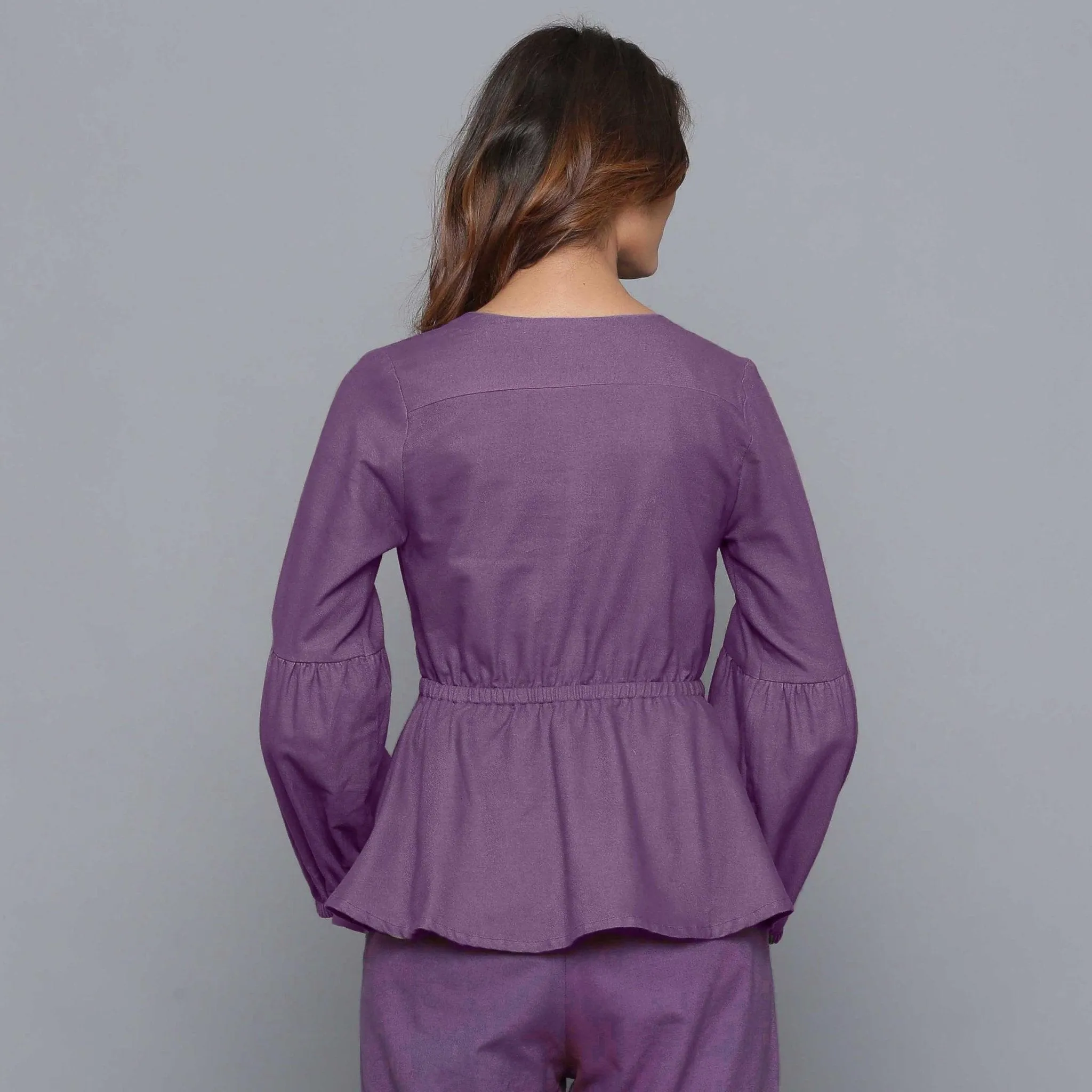 Grape Wine Warm Cotton Flannel Peplum Top