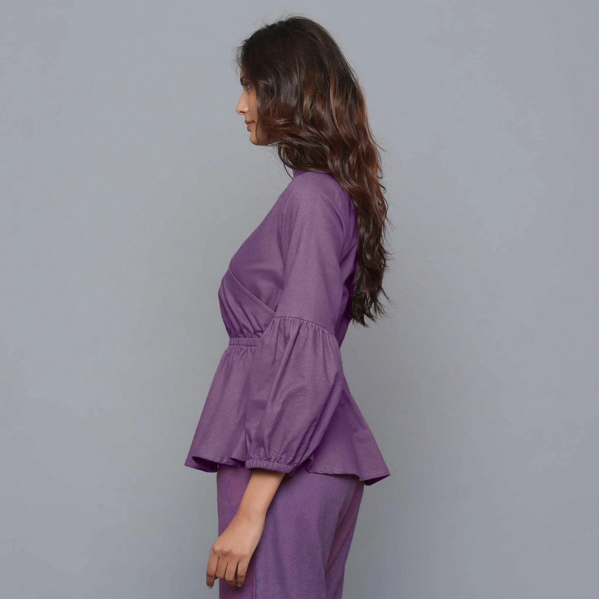 Grape Wine Warm Cotton Flannel Peplum Top