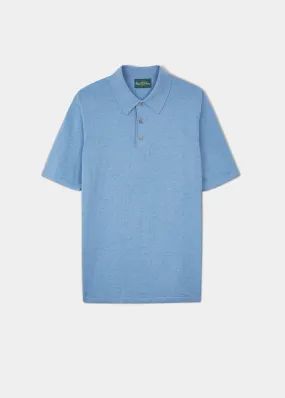 Halstead Luxury Cotton Polo Shirt In Carolina Blue