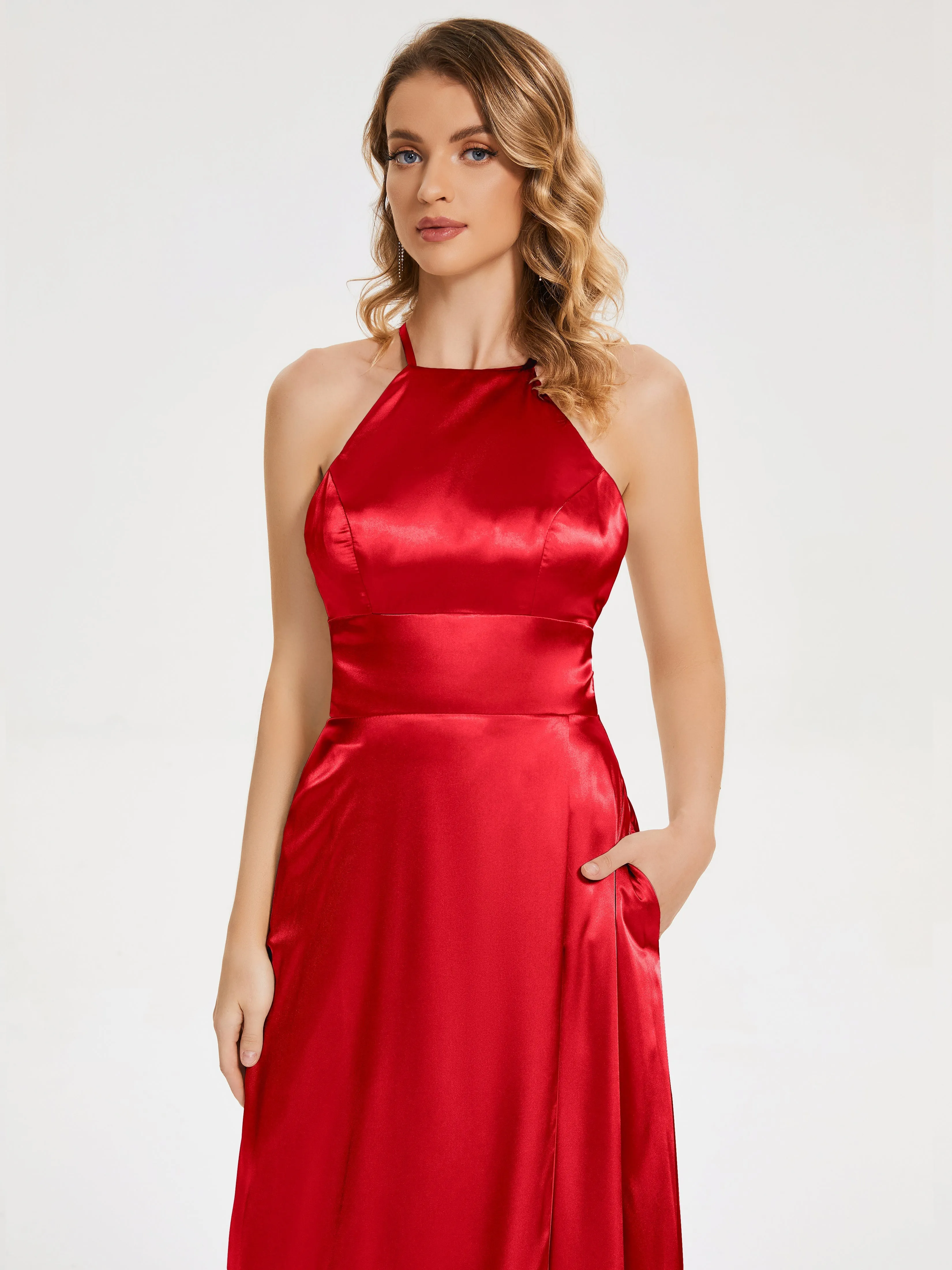 Halter Soft Satin Dresses