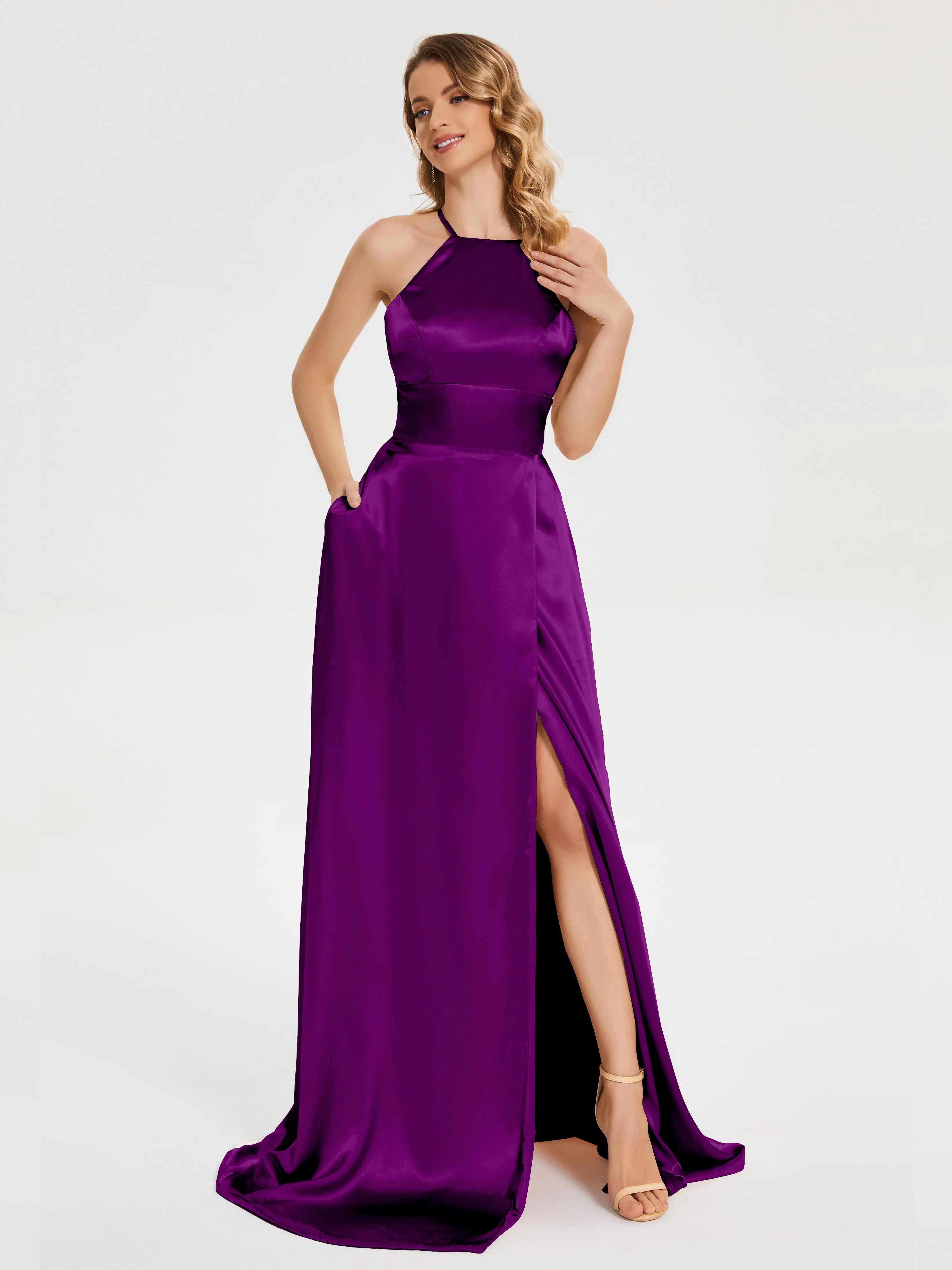 Halter Soft Satin Dresses