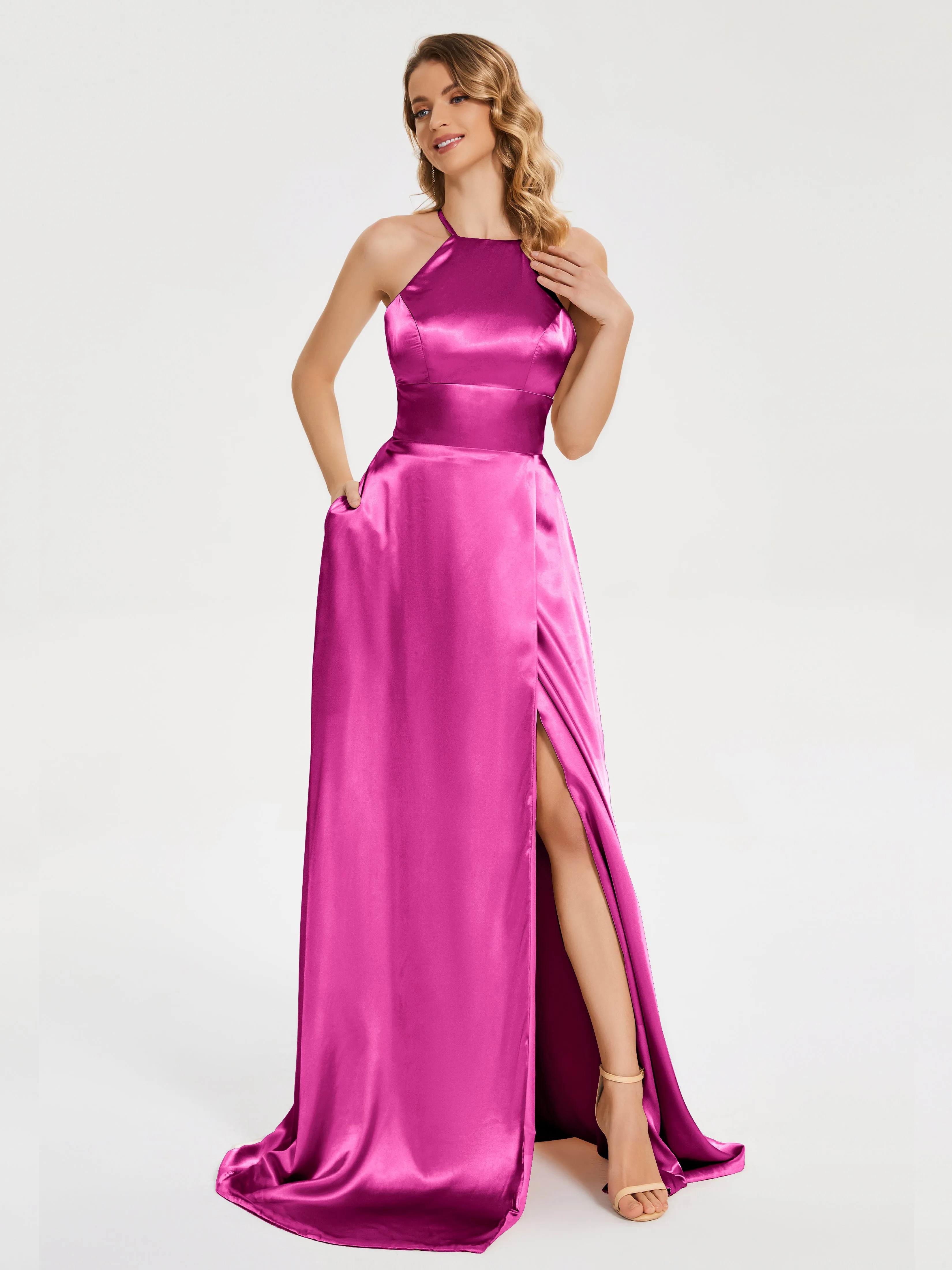 Halter Soft Satin Dresses