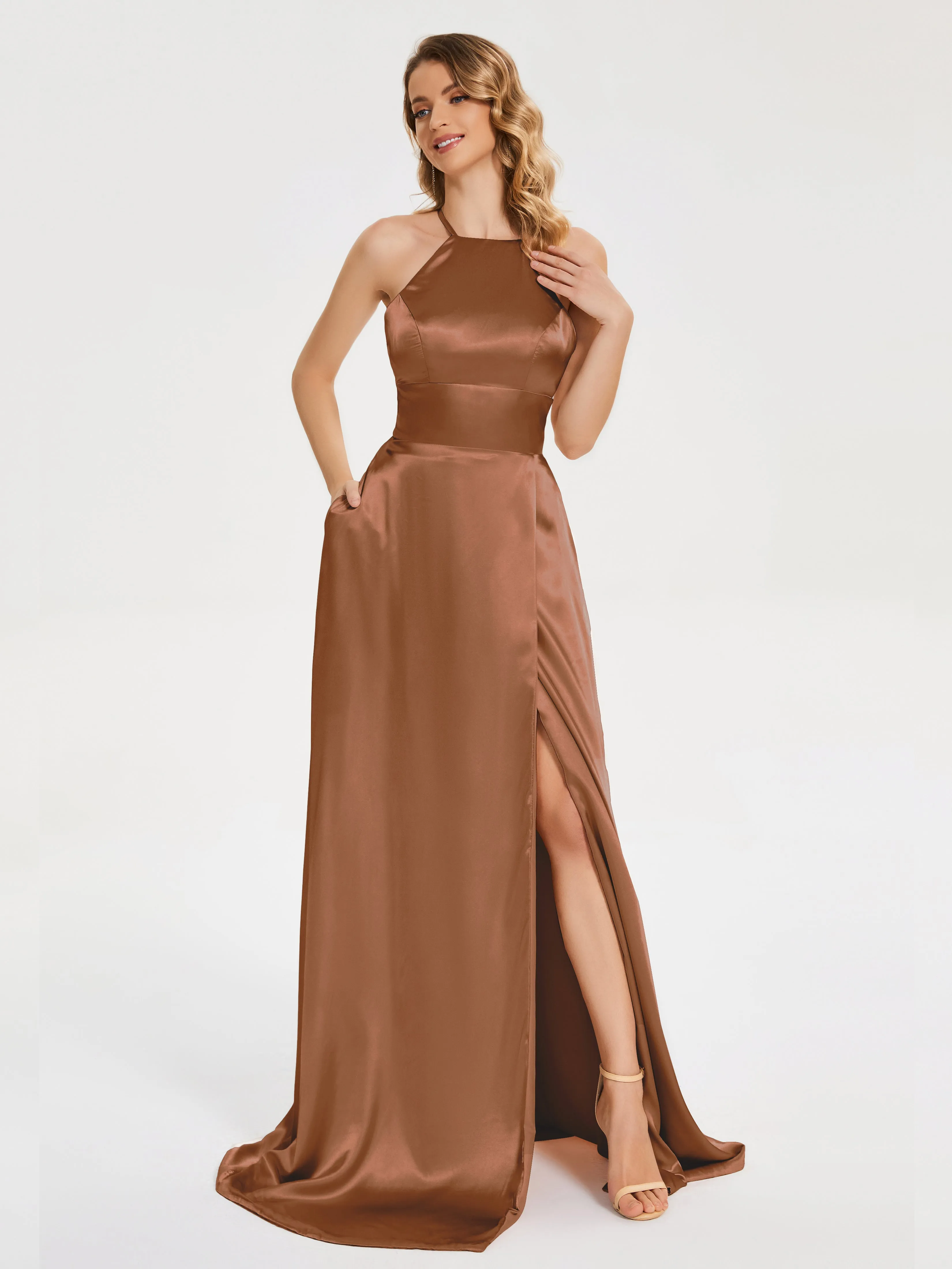 Halter Soft Satin Dresses