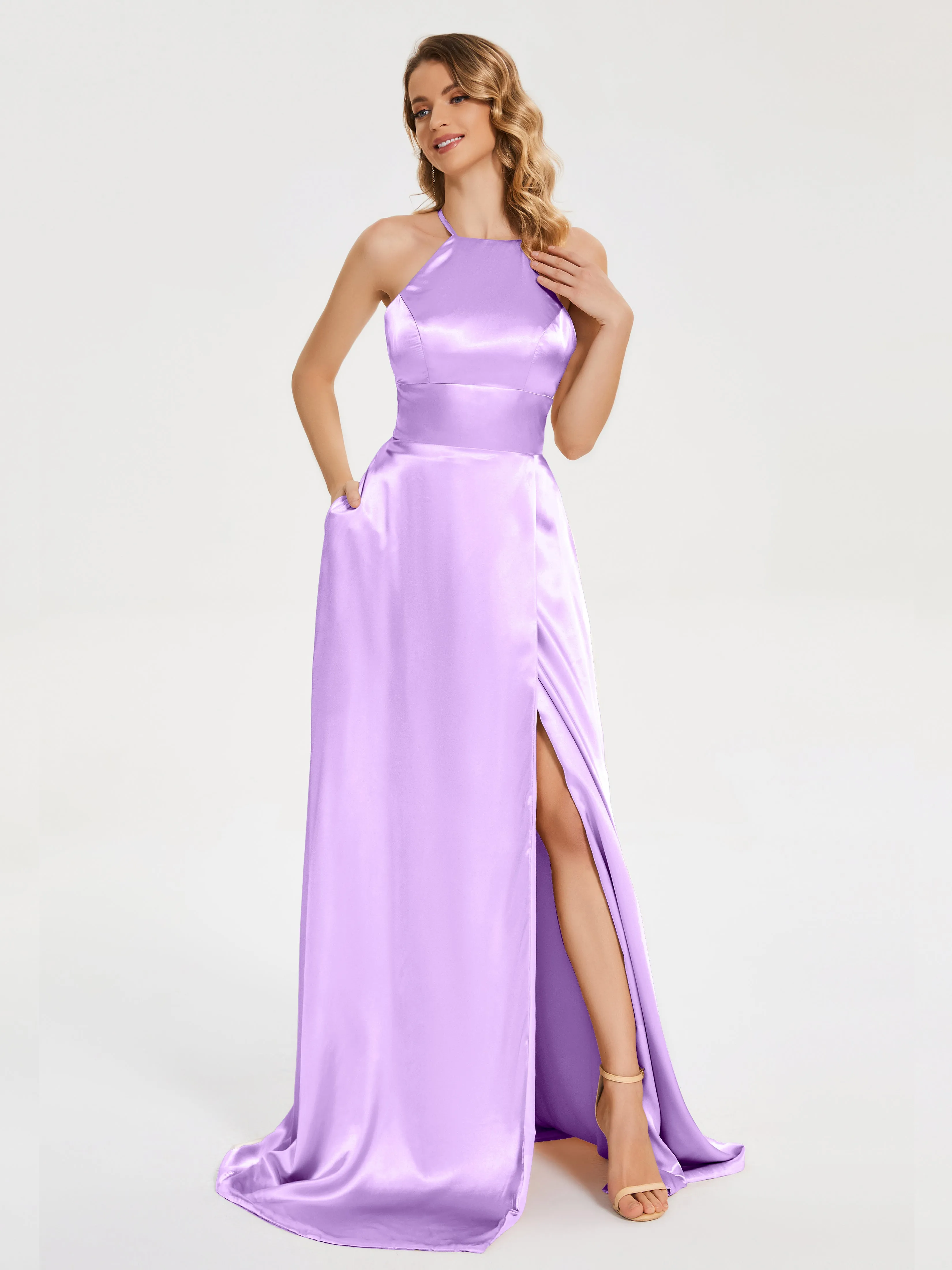 Halter Soft Satin Dresses