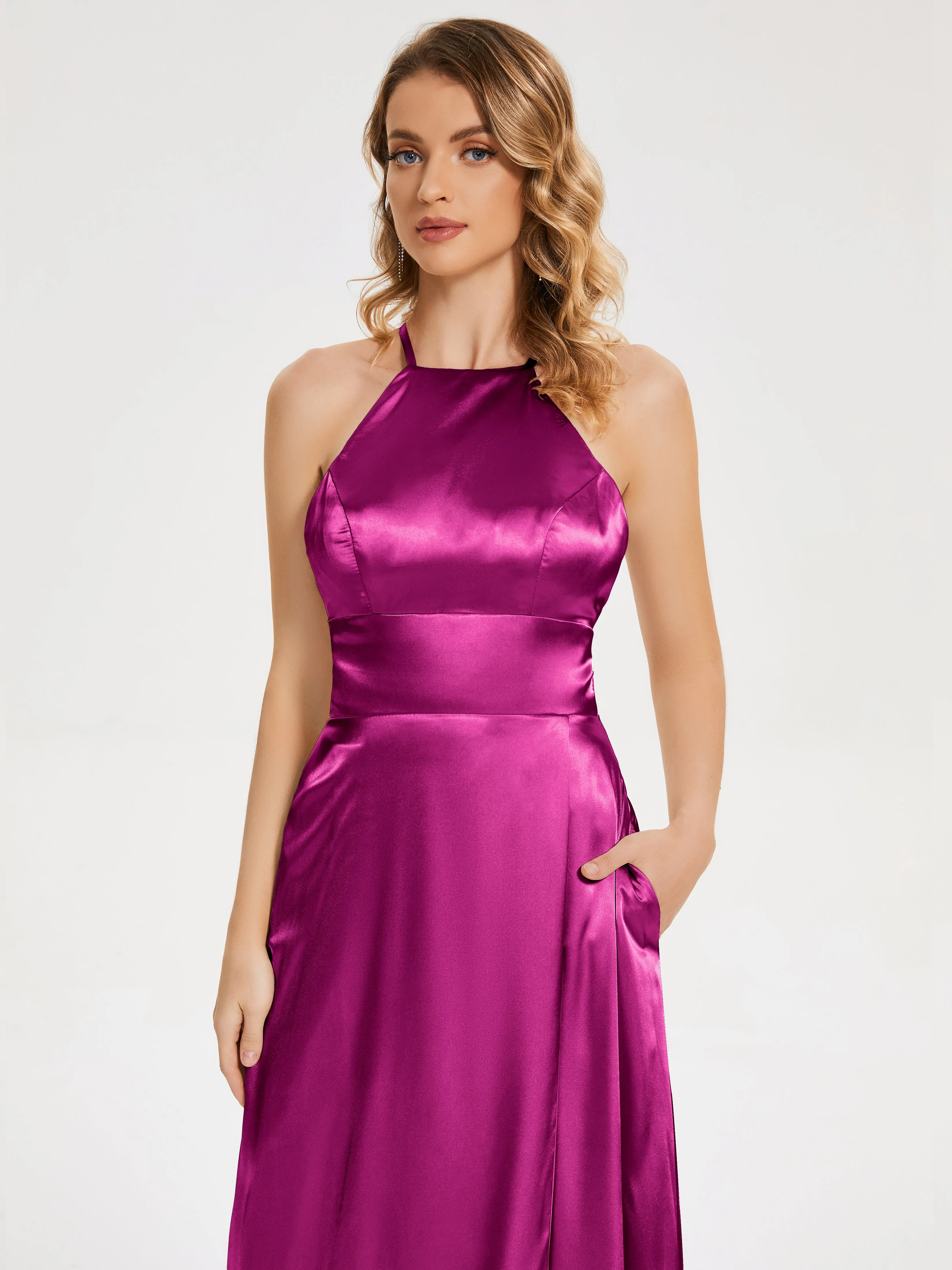 Halter Soft Satin Dresses